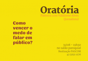 Pascom promove palestra sobre oratória em agosto