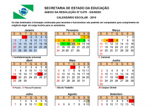 Secretaria de Educação define calendário escolar de 2019