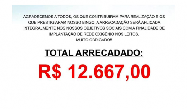 Bingo da Santa Casa arrecada mais de R$ 12 mil reais