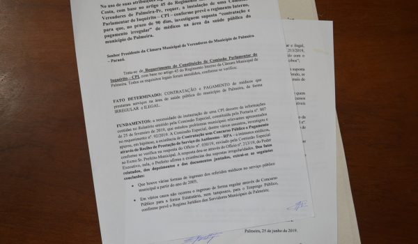 CPI apresenta relatório final sobre contratação de médicos em Palmeira