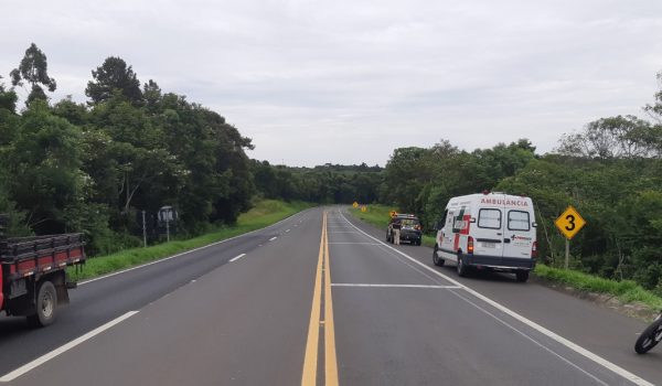 PRF registra saída de pista de motocicleta na BR 277 em Palmeira