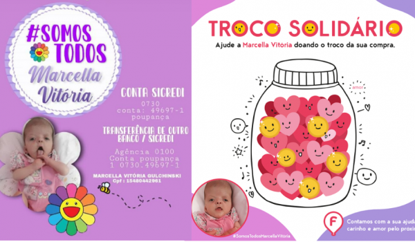 Franco Supermercado realiza campanha ‘Troco Solidário’ para Marcella Vitória