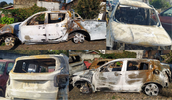 Bandidos queimam quatro carros após tentativa frustrada de roubo a carro-forte