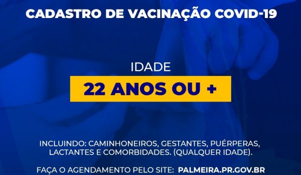 SMS disponibiliza novas vagas para agendamento de vacinação contra a Covid-19 para pessoas com 22 anos ou mais