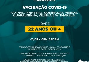 Vacinação contra Covid-19 na área rural acontece na próxima quarta-feira (1º)