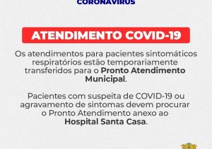 Pacientes sintomáticos respiratórios, com suspeita de Covid-19 ou com agravamento de sintomas devem ir diretamente ao PA