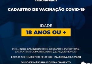 SMS abre cadastro para vacinação da faixa etária de 18 anos ou mais