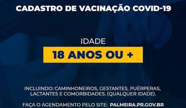 SMS abre cadastro para vacinação da faixa etária de 18 anos ou mais