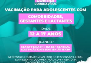 Vacinação contra Covid-19 chega para a faixa etária de 12 a 17 anos em Palmeira