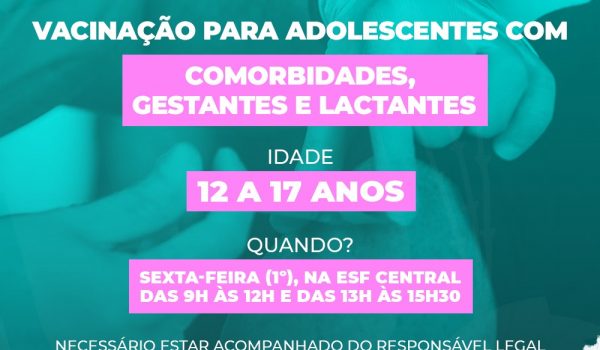 Vacinação contra Covid-19 chega para a faixa etária de 12 a 17 anos em Palmeira