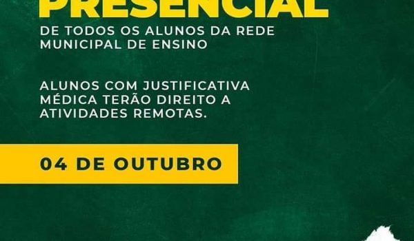 Rede Municipal de Ensino terá atendimento 100% presencial a partir de segunda-feira (4)