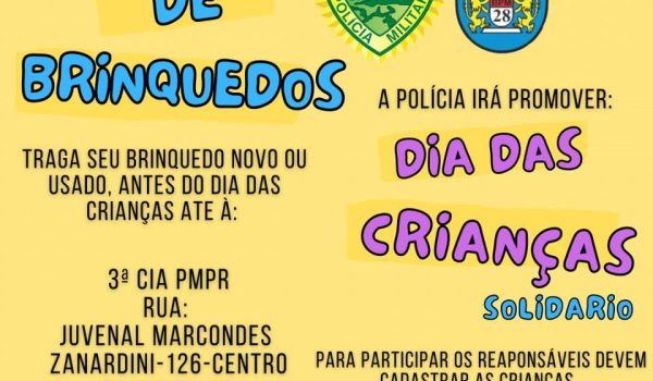 Polícia Militar de Palmeira ainda está recebendo doações para ação do Dia das Crianças