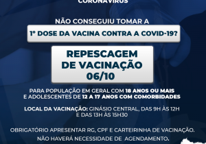 Secretaria de Saúde realizará repescagem da vacina contra a Covid-19