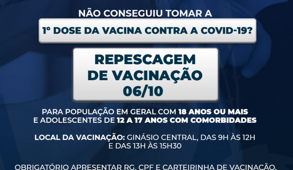 Secretaria de Saúde realizará repescagem da vacina contra a Covid-19