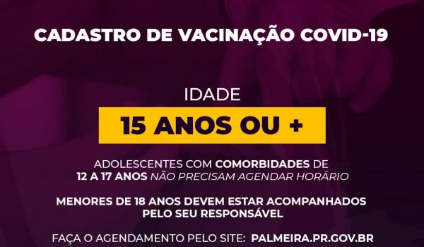 SMS abre vacinação contra Covid-19 para pessoas com 15 anos ou + e com comorbidades de 12 a 17 anos