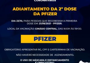 SMS disponibiliza 2º dose da Pfizer no sábado (23)