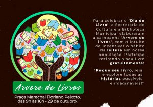 Com objetivo de incentivar a leitura, Prefeitura Municipal promove “Árvore de Livros” nesta sexta-feira (29)