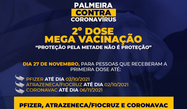 Palmeira realiza campanha de vacinação contra Covid-19 neste sábado (27)