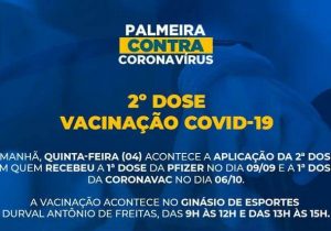 Aplicação da 2ª dose da Pfizer e Coronavac acontece nesta quinta-feira (04)