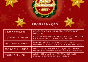 Atrações Natalinas devem iniciar no dia 03 de dezembro em Palmeira