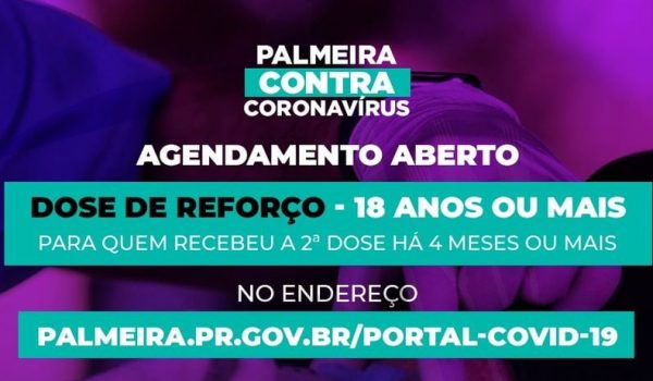 Aplicação de dose reforço da Covid-19 acontece nesta semana em Palmeira