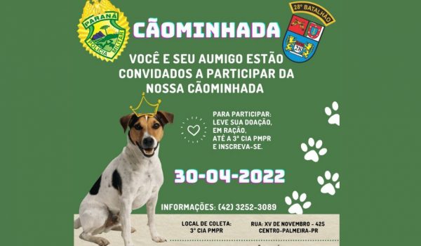 Polícia Militar de Palmeira promoverá evento para cães e tutores dia 30 de abril, saiba como participar