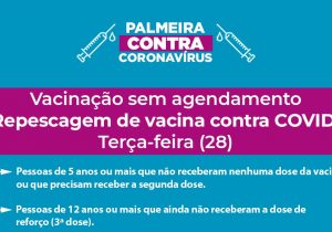 Prefeitura realiza repescagem da vacinação contra Covid-19 nesta terça-feira (28)