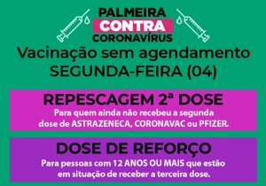 Aplicação da 3ª dose e repescagem da 2ª dose acontecem nesta tarde (04)