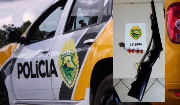 PM é acionada para atender disparo de arma de fogo em Porto Amazonas e apreende espingarda, munições e droga