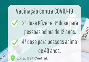 Vacinação contra Covid-19 em Palmeira acontece nesta quarta-feira (03)