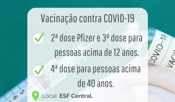 Vacinação contra Covid-19 em Palmeira acontece nesta quarta-feira (03)