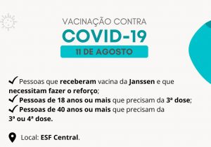 Vacinação contra Covid-19 acontece na ESF Central nesta quinta-feira (11)