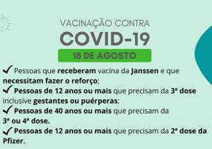 Aplicação de vacina contra Covid-19 acontece nesta quinta-feira (18)