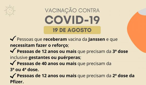 Município realiza vacinação contra Covid-19 nesta sexta-feira (19)