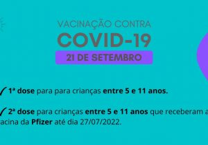 Vacinação contra covid-19 será destinada às crianças nesta quarta-feira (21)