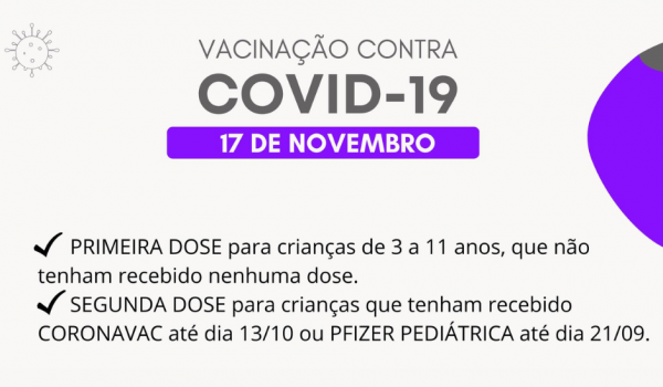 Município realiza vacinação contra Covid-19 na próxima quinta-feira (17)