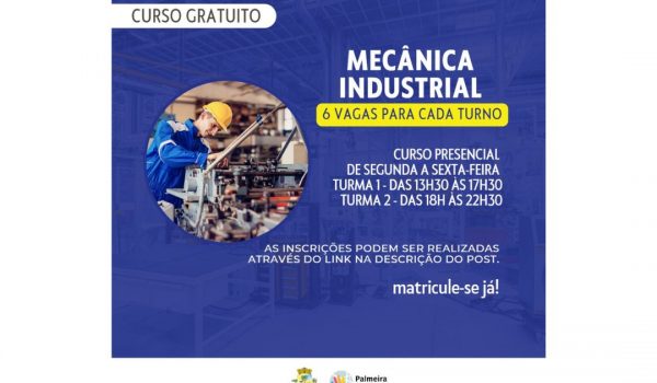 Prefeitura oferece 6 novas vagas para curso gratuito de Mecânica Industrial