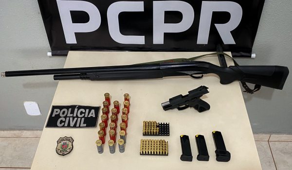 Polícia Civil de Palmeira apreende armas e munições em cumprimento de Mandado de Busca e Apreensão