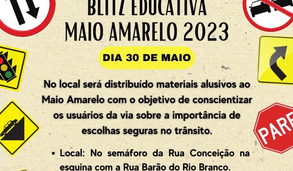 Prefeitura realizará blitz educacional em alusão ao Maio Amarelo