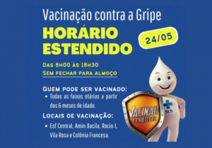 Secretaria de Saúde promove vacinação contra a gripe em horário estendido