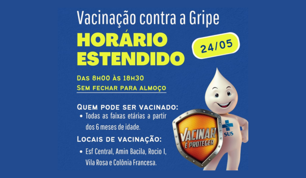 Secretaria de Saúde promove vacinação contra a gripe em horário estendido