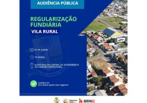 Prefeitura de Palmeira realizará Audiência Pública da Regularização Fundiária Urbana (REURB) da Vila Rural