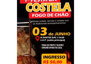 1ª Festa da Costela Fogo de Chão em Palmeira terá renda destinada ao Cead