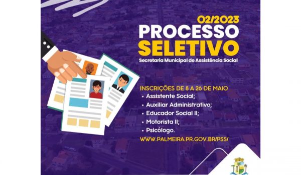 Prefeitura Muncipal de Palmeira abre inscrições para PSS da Secretaria de Assistência Social