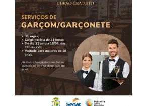 Município oferece curso de serviços de garçom e garçonete