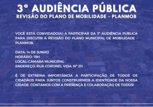  3ª Audiência Pública para revisão do Plano Municipal de Mobilidade acontece na quarta-feira (14)