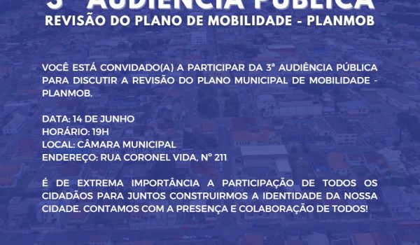  3ª Audiência Pública para revisão do Plano Municipal de Mobilidade acontece na quarta-feira (14)