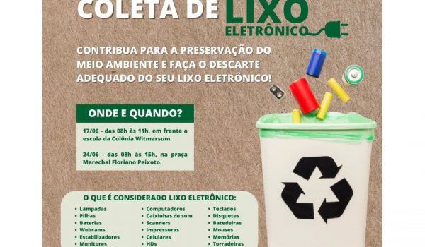 Campanha de coleta de lixo eletrônico acontece em Palmeira neste mês