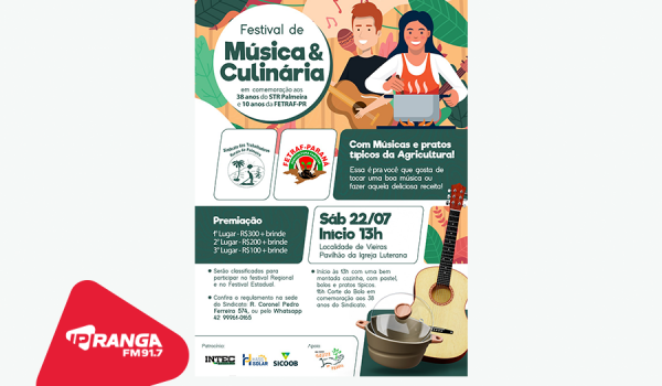 Festival de Música & Culinária do Sindicato dos Trabalhadores Rurais de Palmeira acontece amanhã (22)