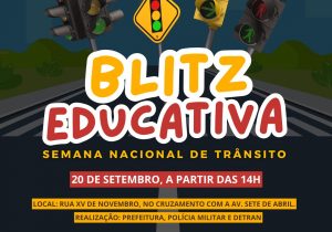 Em alusão a Semana Nacional de Trânsito, Prefeitura, Detran e Polícia Militar promovem blitz educativa